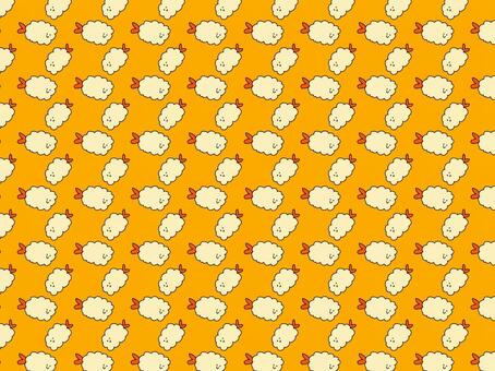 かわいいエビフライのパターン エビフライ,食べ物,揚げ物,パターン,柄,模様,手書きのイラスト素材