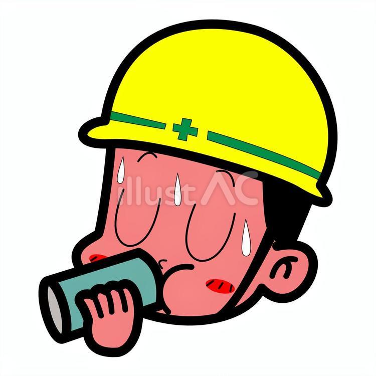 可愛い現場作業員の水分補給 熱中症対策 熱中症対策,熱中症,現場作業員のイラスト素材
