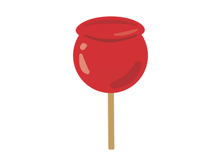 シンプルな棒つきりんご飴 りんご,りんご飴,飴,お祭り,屋台,スイーツ,飴細工,赤,出店,appleのイラスト素材