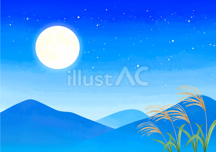イラスト素材：秋の背景（お月見） 秋,背景,フレームのイラスト素材