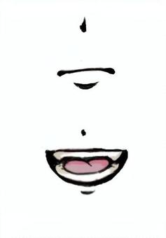 閉じた口と笑う口 口,漫画,パーツ,表情,鼻,舌,笑う,真面目のイラスト素材