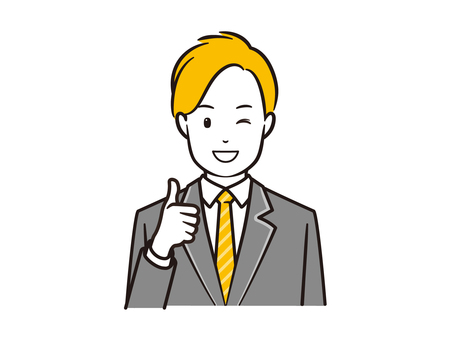 ウィンクでグッドポーズのブレザー男子学生 グッド,学生,高校生,生徒,男子,笑顔,ウィンク,男性,男の子,好感度のイラスト素材