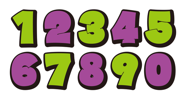 オリジナル数字セットJ　立体影 数字,フォント,オリジナル,文字,太文字,極太,ボールド,フチ文字,袋文字,太ラインのイラスト素材