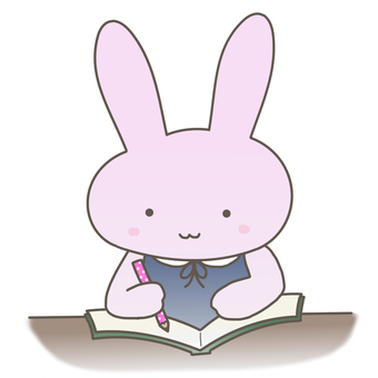 勉強するうさぎ うさぎ,勉強,学校,宿題,読書,かわいい,動物,カード,おたより,挿絵のイラスト素材