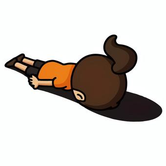 倒れる人 土下寝,倒れる,疲労,女,限界,失敗,ショック,落ち込む,がっかり,寝転ぶのイラスト素材