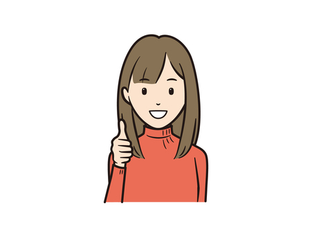 グッドサインの笑顔のニットセーター女性 グッド,女性,女の子,ニット,セーター,笑顔,カジュアル,冬服,秋,okのイラスト素材