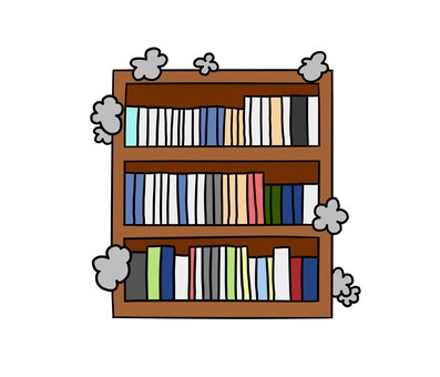 埃まみれの棚（カラー） 本棚,大掃除,埃,ゆるい,手描き,シンプルのイラスト素材