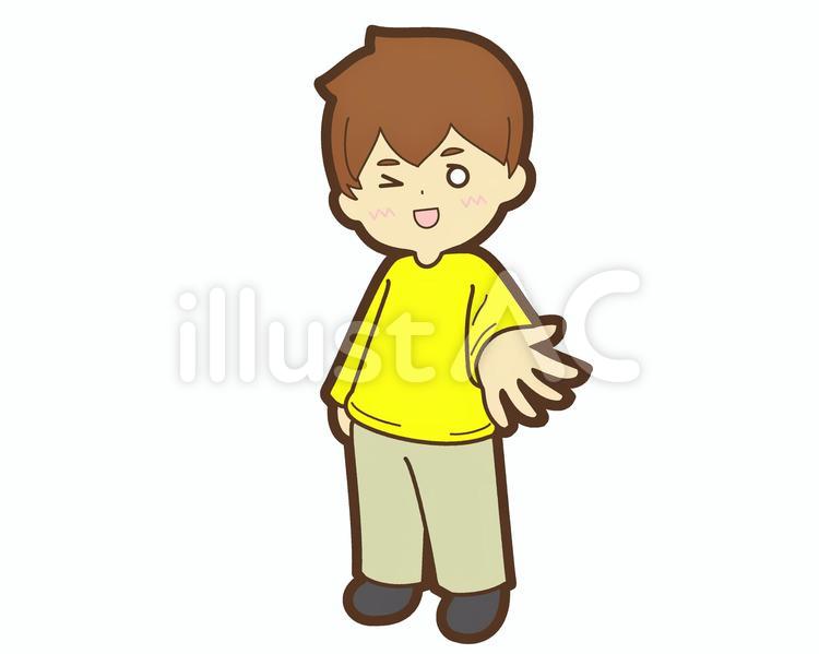 ウィンクして手を差し伸べる男の子 男子,ウィンク,人のイラスト素材