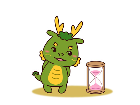 Tatsu looking at the hourglass and looking forward to it, JPG, PNG and AI Tatsu looking at the hourglass and looking forward to it, chen, zodiac, dragon, JPG, PNG and AI