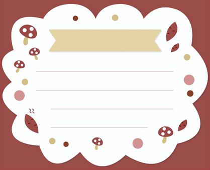 秋のきのこと落ち葉のメッセージカード 秋,メッセージカード,きのこ,落ち葉,かわいい,手書き風,おたより,子ども,保育園,幼稚園のイラスト素材
