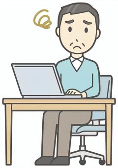 ニット中年男性-334-全身  ニット中年男性-334-全身 パソコン,困る,おじさん,男性,中年,お父さん,パパ,シニア,ミドルエイジ,人物のイラスト素材