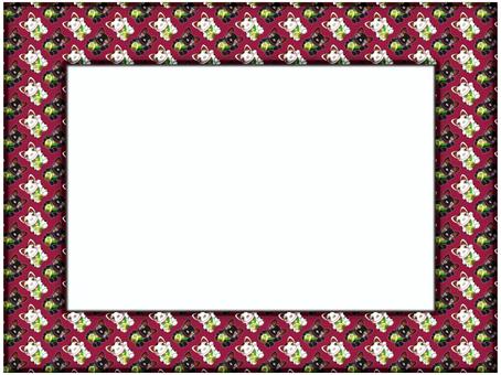 招き猫の額縁フレ−ム　赤 招き猫,フレ−ム,ポストカード,メッセージカード,飾り枠,あしらい,招福,かわいい,笑顔,白のイラスト素材