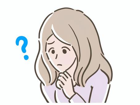 疑問がある女性 疑問,ハテナ,わからない,心配,悩む,考える,女性,大人,社会人,不安のイラスト素材