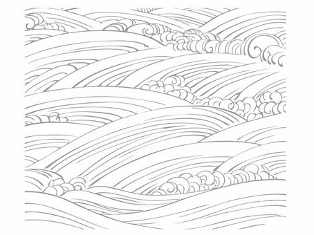 日本の模様28_波・手描き風 日本の模様28_波・手描き風 波,海,大波,荒波,流水,水,液体,渦巻,うねり,流れのイラスト素材