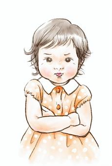 ふくれっ面の女の子 ふくれっ面の女の子 かわいい,こども,水彩風のイラスト素材
