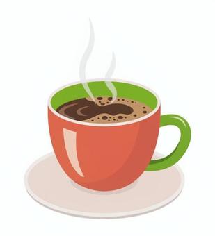 コーヒー11 コーヒー,珈琲,湯気,ホットコーヒー,コーヒーカップ,カラフル,おしゃれ,マグカップ,ソーサー,カフェのイラスト素材