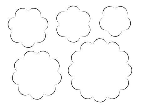 もくもくフレーム/アナログペン風 もくもく,フレーム,アナログ風,シンプル,線画,かわいい,ベクターのイラスト素材