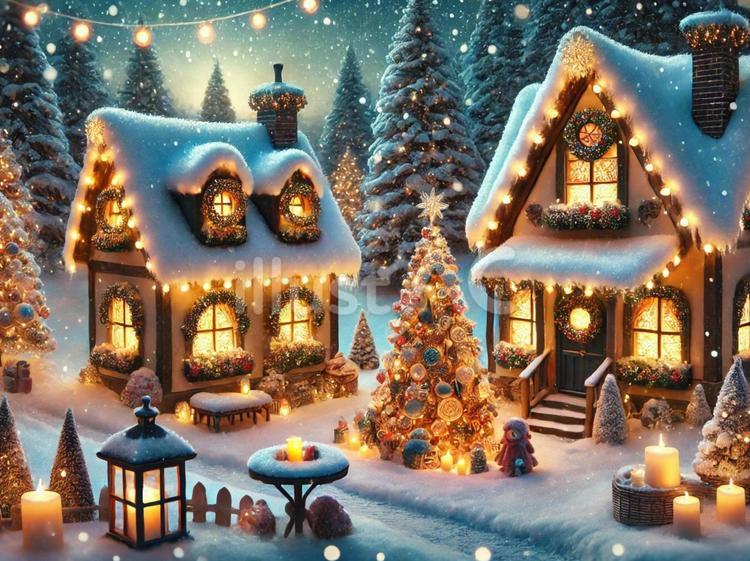 クリスマス　家 クリスマス,家,ツリーのイラスト素材