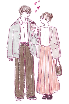 腕を組む仲良しなカップル 夫婦 恋人 腕を組む仲良しなカップル 夫婦 恋人 カップル,デート,女性,男性,ハート,恋人,夫婦,笑顔,見つめあう,ジャケットのイラスト素材