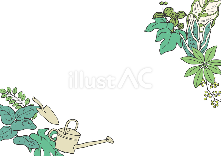 ペン画のガーデニングフレーム ガーデニング,観葉植物,植物のイラスト素材