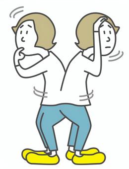 キョロキョロしている若い男性 キョロキョロ,ウロウロ,若い,男性,探す,見つける,迷う,困る,挙動不審,右向きのイラスト素材