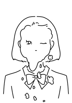 顔面ケーキされた女の人　線画 顔面ケーキ,パイ投げ,正面,女性,線画のイラスト素材