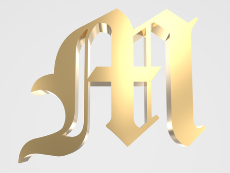 アルファベットM_old London 文字,ゴージャス,アルファベット,透過,png,old,london,金色,ゴールド,キラキラのイラスト素材