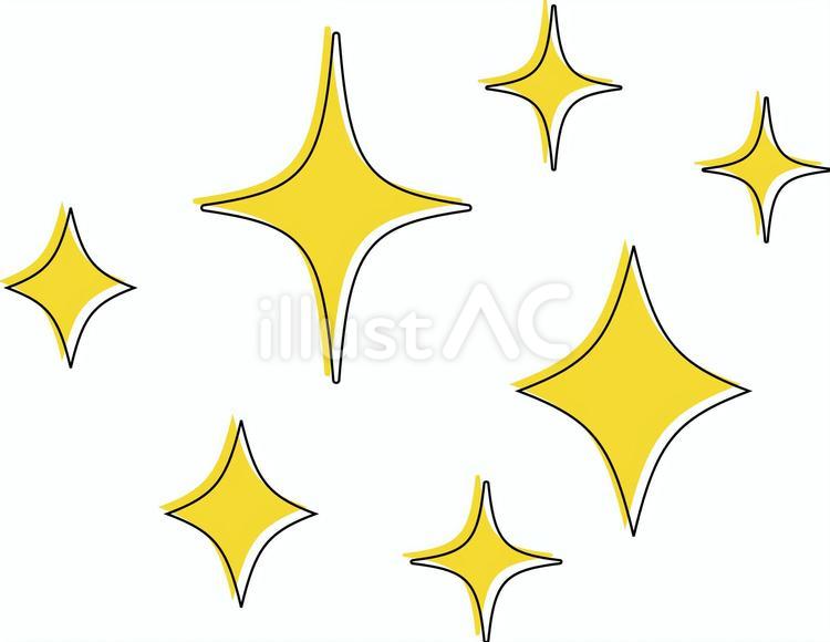 キラキラあしらい10　アウトライン付き キラキラ,黄色,あしらいのイラスト素材