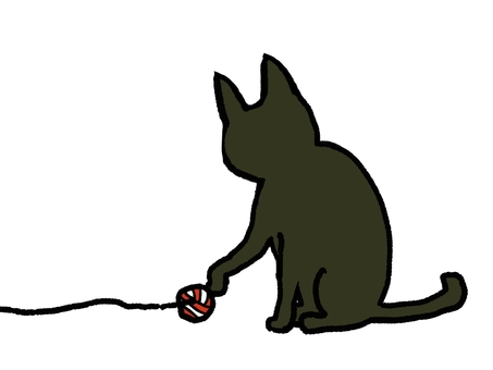黒猫と毛糸