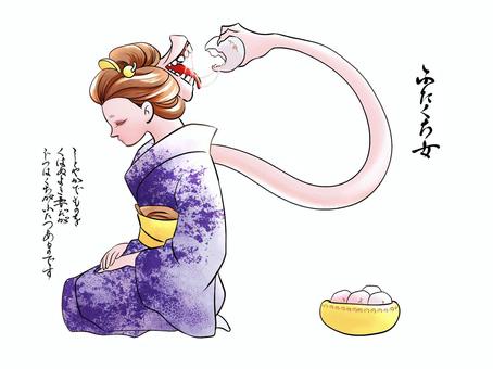 二口女 妖怪,お化け,あやかし,怪談,化物,夏,夜,奇譚,お化け屋敷,怖いのイラスト素材