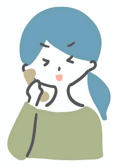 電話をしながら喜ぶ女性 電話,女性,喜ぶ,うれしい,知らせ,通話,テレフォン,家電,会話,シンプルのイラスト素材