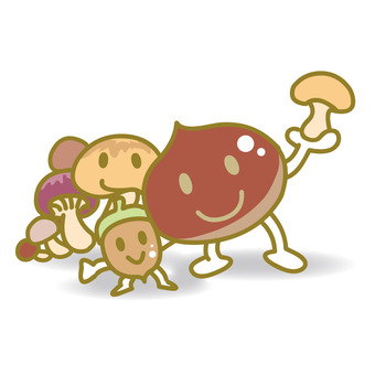 Illustration, chestnut, mushroom, acorn, JPG, PNG and AI