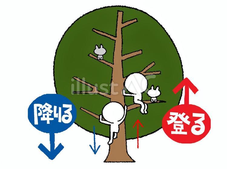 木登り 矢印,登る,降りるのイラスト素材