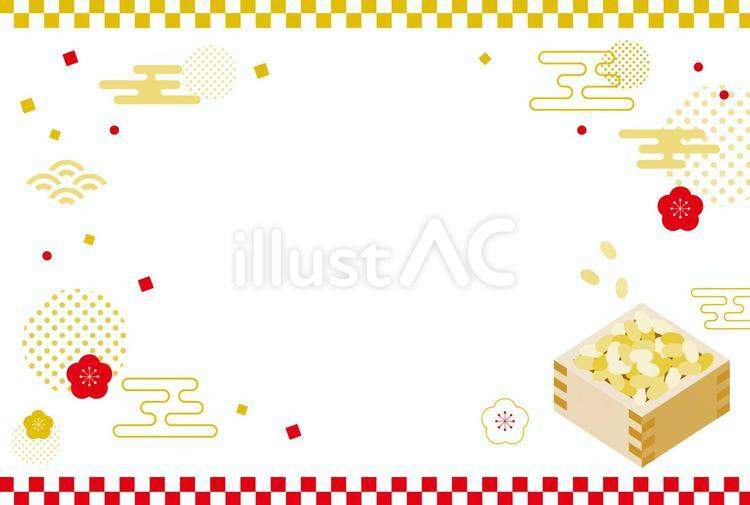 節分の和柄フレーム 2月,節分,豆のイラスト素材