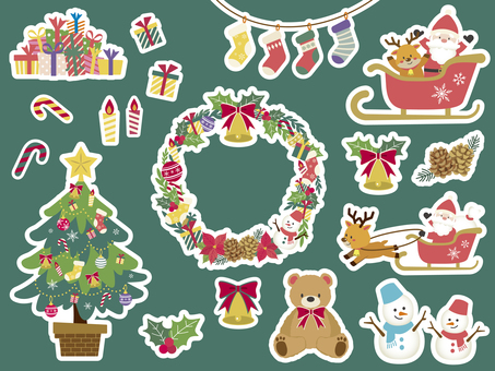 クリスマスのイラストセット＿縁取り