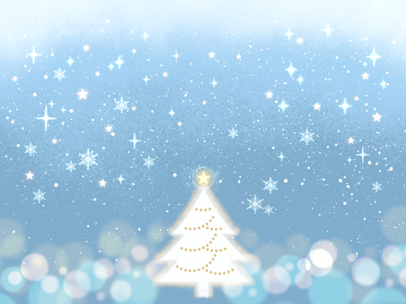 おとぎの森・聖夜のクリスマスツリー【1】 クリスマス,クリスマスツリー,冬,聖夜,雪,11月,12月,雪の結晶,キラキラ,メルヘンのイラスト素材