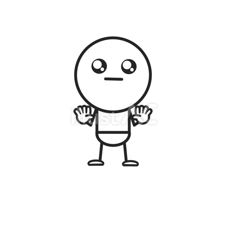 目をキラキラさせて手のひらをみせる棒人間 棒人間,ちびキャラ,二頭身キャラのイラスト素材