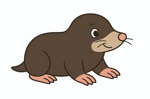 モグラのアニメ風イラスト