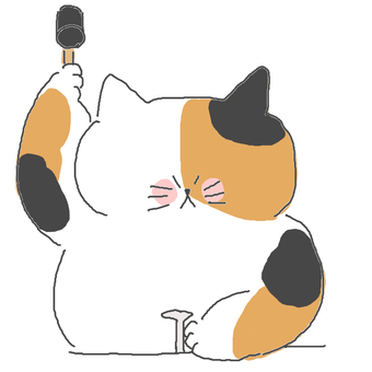 作る三毛猫ちゃん♪ かわいい,作る,直す,釘,トンカチ,打つ,diy,工作,大工,ねこのイラスト素材