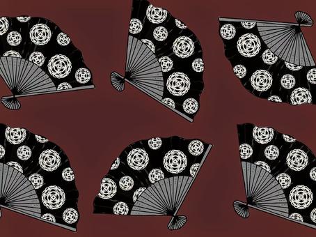 扇子の和柄 扇子,背景,和柄,和風,臙脂,黒,舞のイラスト素材