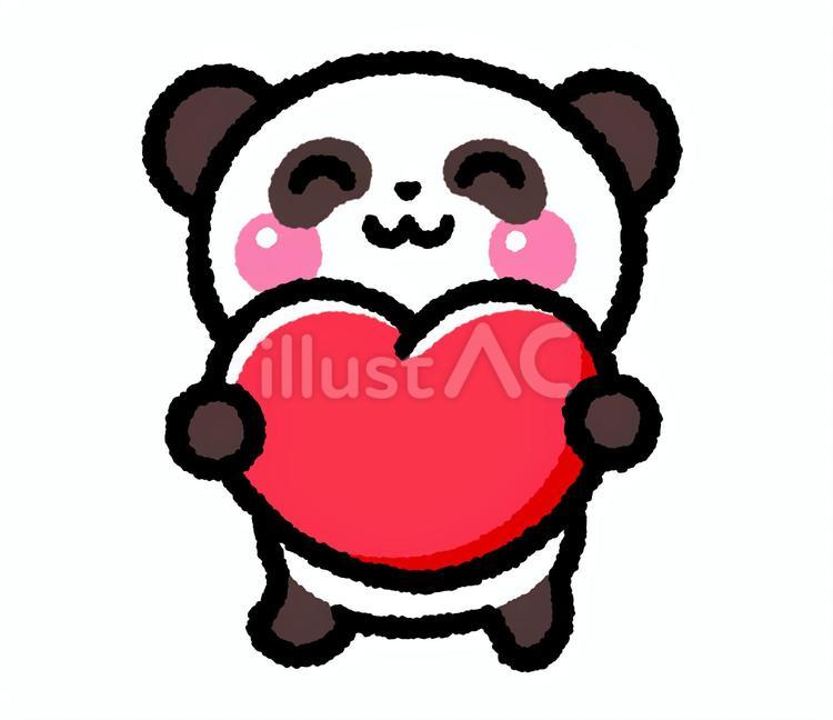 ハートパンダ パンダ,かわいい,愛のイラスト素材