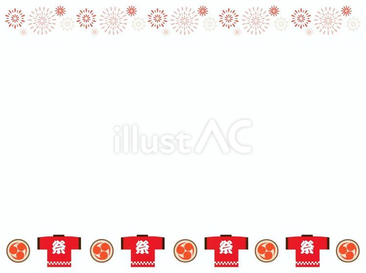 夏の素材　夏祭りのチラシに使える枠　4 夏,夏休み,花火のイラスト素材