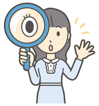  ワンピースお嬢様-402-バスト 虫眼鏡,お嬢様,女性,女の子,オシャレ,人物,かわいい,探す,検索,見るのイラスト素材