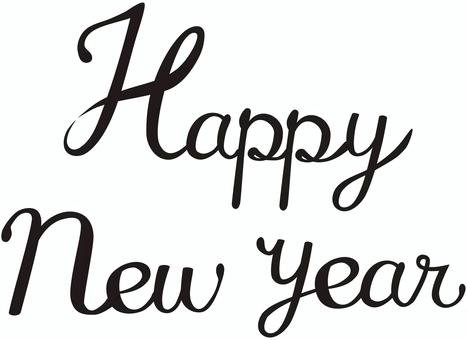 筆記体のHappy New Year ハッピーニューイヤー,英語,文字,筆記体,アルファベット,happy,new,year,年賀,筆書きのイラスト素材