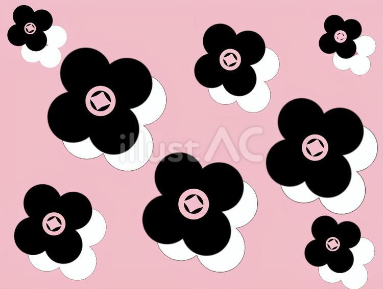 家紋風の花柄 家紋,花柄,ピンクのイラスト素材