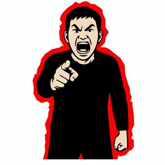 激怒する人：中年男性 怒り,男性,男,中年,大人,怒る,激怒,激高,指さし,怒声のイラスト素材