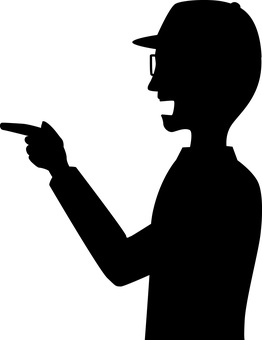 責める怒鳴る 責める怒鳴る 責める,怒鳴る,意見,指さす,仕草,横向き,眼鏡,帽子,男性,シルエットのイラスト素材