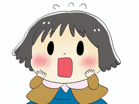Illustration, girl, to be surprised, be shy, 