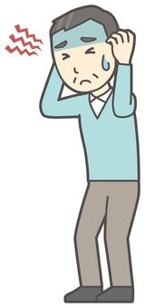 ニット中年男性-080-全身  ニット中年男性-080-全身 頭痛,おじさん,男性,中年,お父さん,パパ,シニア,ミドルエイジ,人物,かわいいのイラスト素材