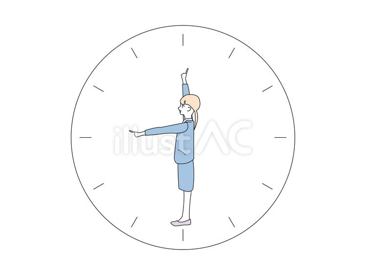 9時の時計とスーツ姿の女性 9時,時計,時刻のイラスト素材
